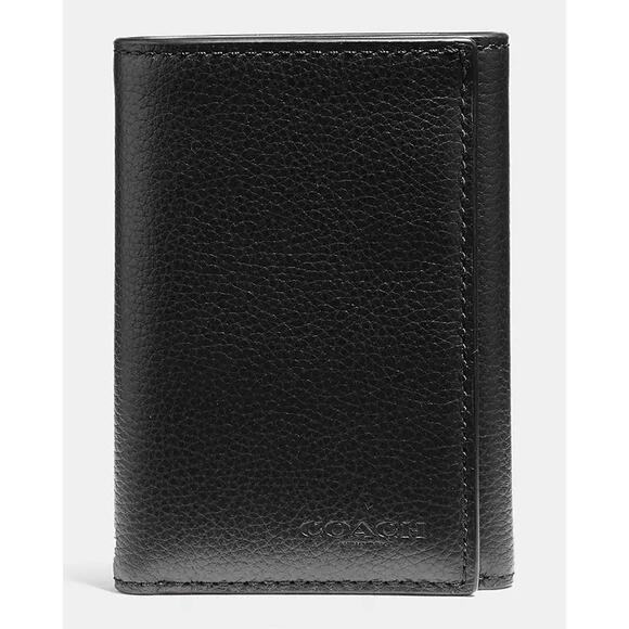 NWT Coach Men's Leather Tri-Fold Wallet 23845 black - Picture 4 of 5
